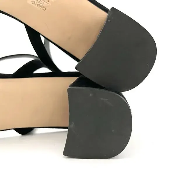 Stuart Weitzman 10.5 Starla Criss Cross Strappy Black Suede Heels Sexy MSRP $475 - Picture 9 of 12